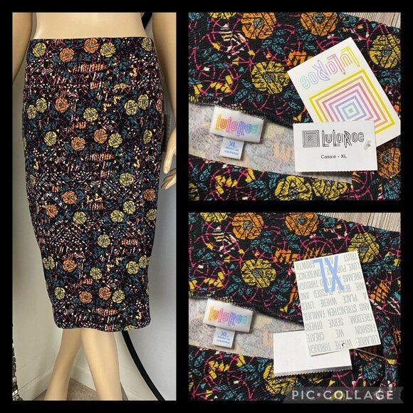 LuLaRoe Cassie Womens XL Floral Abstract Patterned Pull On Pencil Skirt NWT - Picture 12 of 12